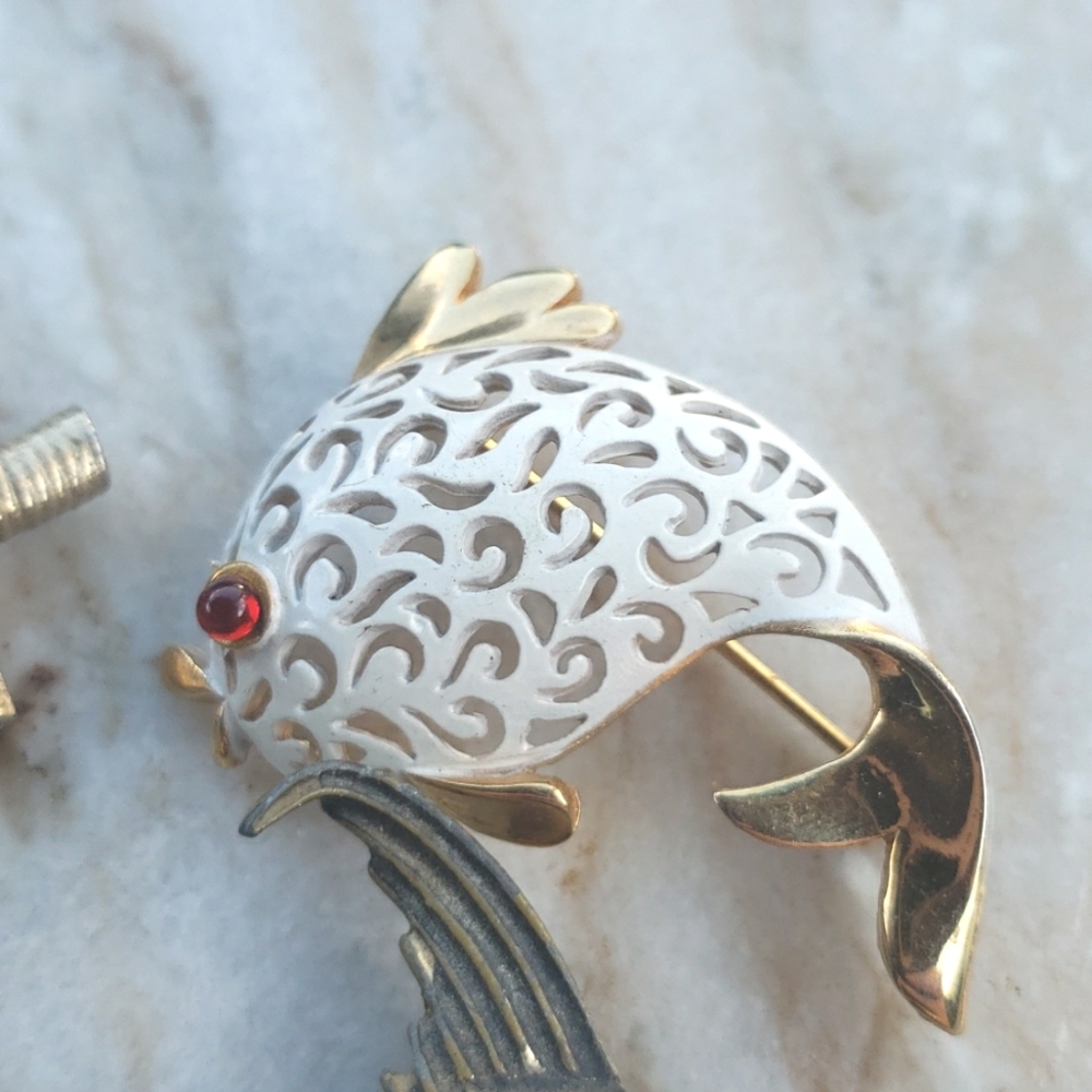 Lot of 4 Vintage Fish Brooches - Picture 4 of 8